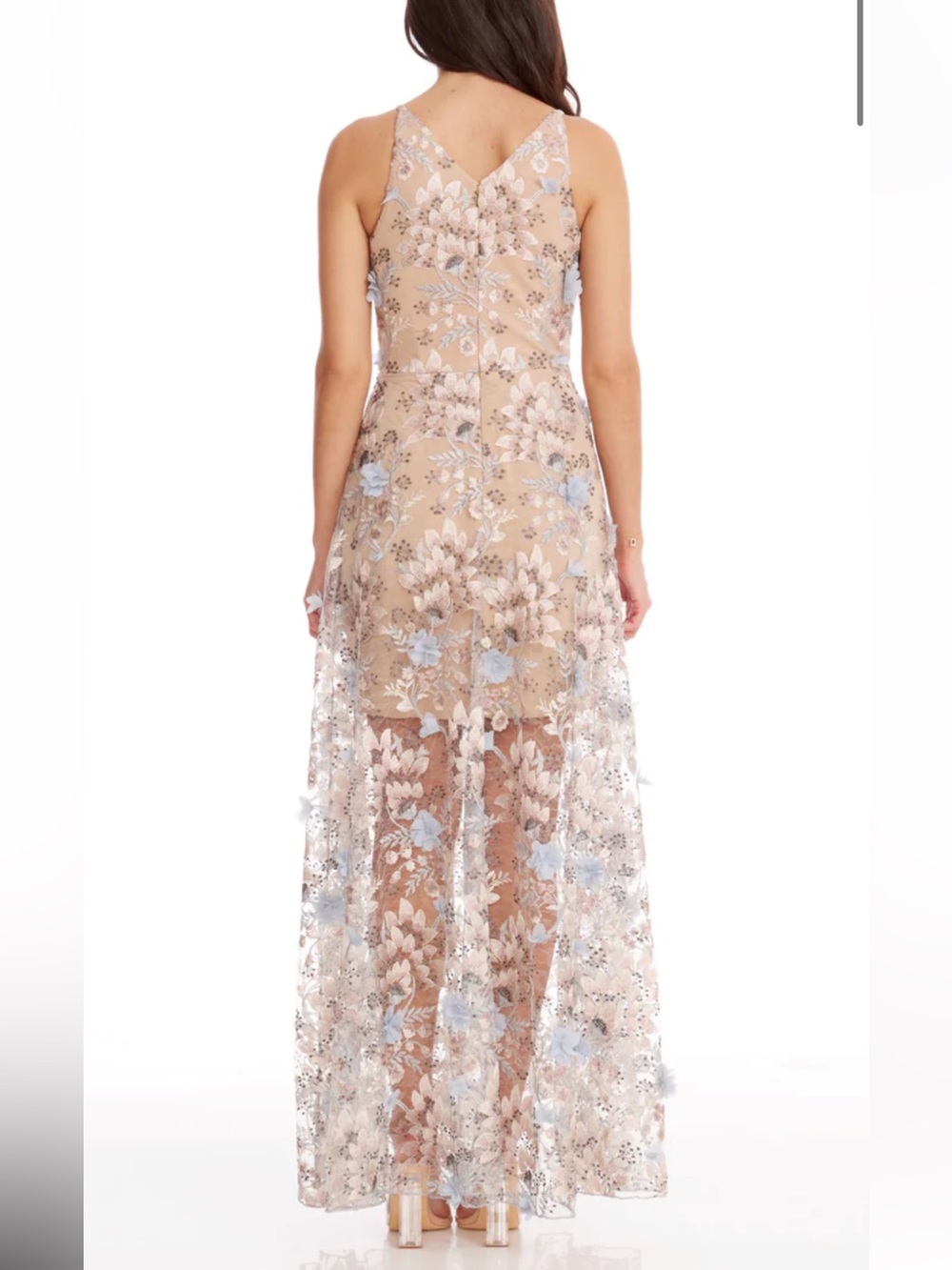 NWT Dress The Population Elegant Floral Embroidered Maxi Dress in Mineral Blue 🦋 - Picture 2 of 10